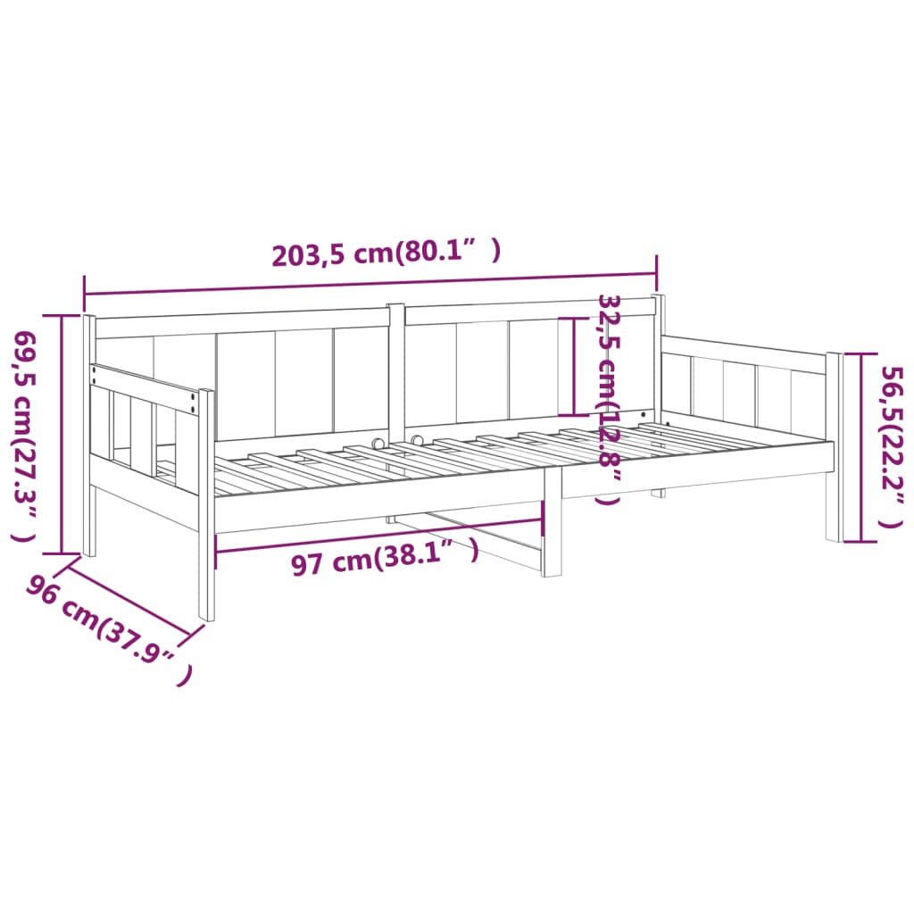 Day Bed Honey Brown Solid Wood Pine 90x200 cm