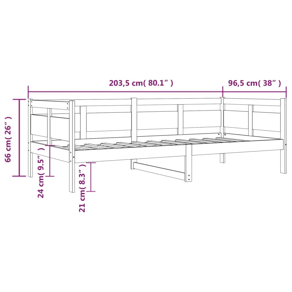 Day Bed White Solid Wood Pine 90x200 cm