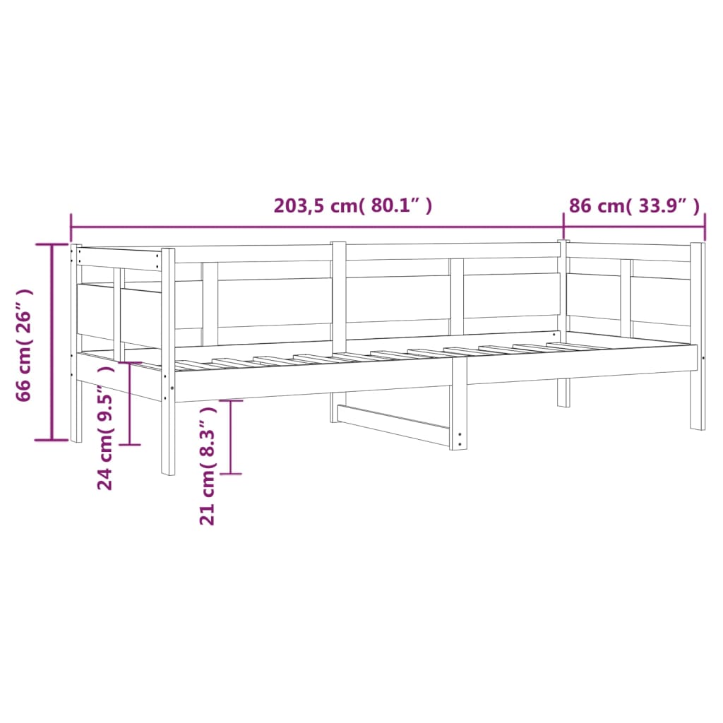 Day Bed without Mattress Solid Wood Pine 80x200 cm