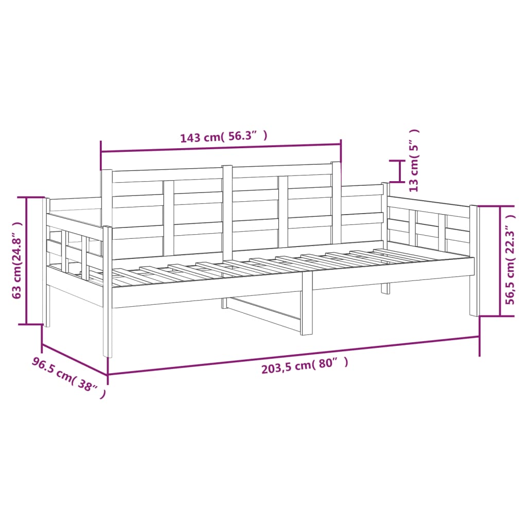 Day Bed Solid Wood Pine 90x200 cm