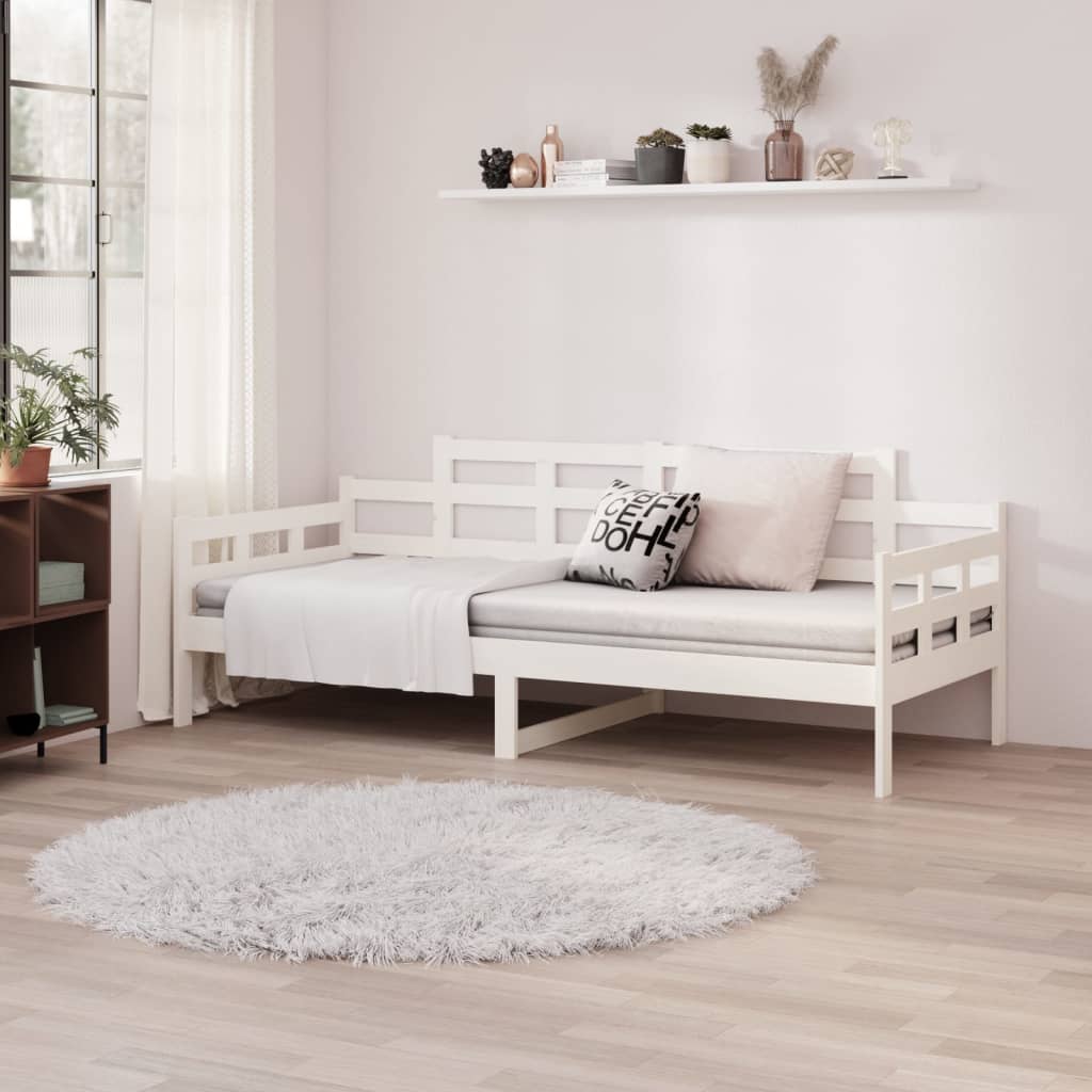 Day Bed White Solid Wood Pine 90x200 cm