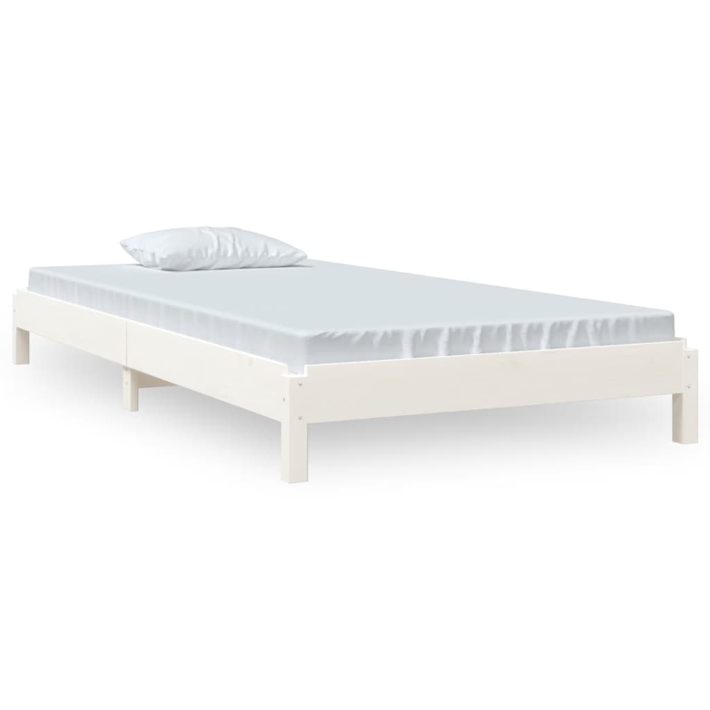 Stack Bed White 90x190 cm Solid Wood Pine