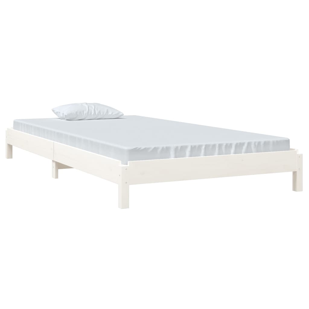 Stack Bed White 90x190 cm Solid Wood Pine