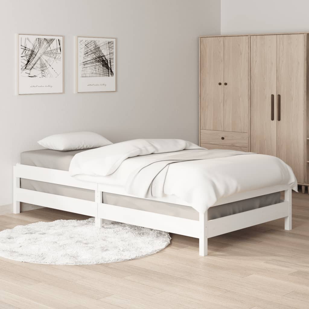 Stack Bed White 90x190 cm Solid Wood Pine