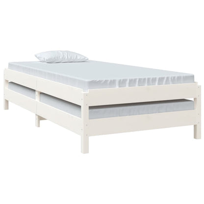 Stack Bed White 90x190 cm Solid Wood Pine