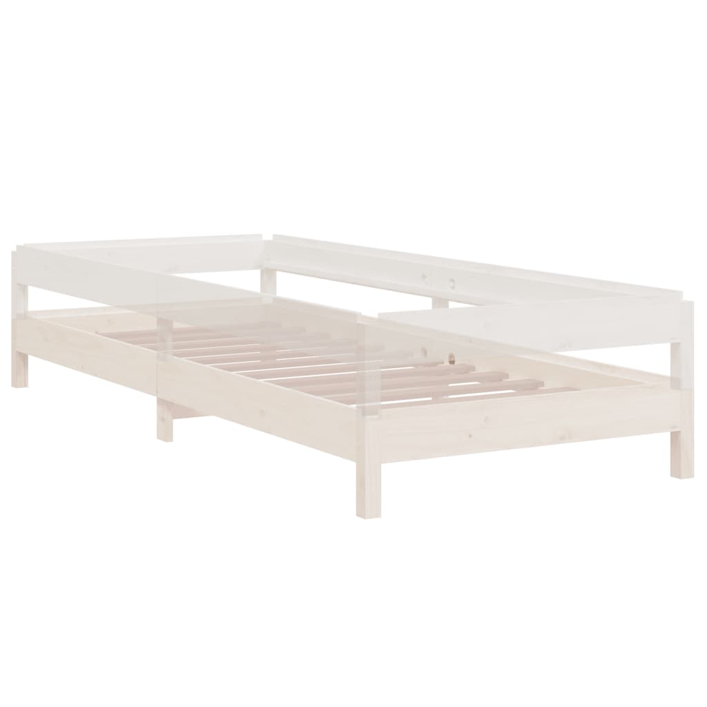 Stack Bed White 90x190 cm Solid Wood Pine