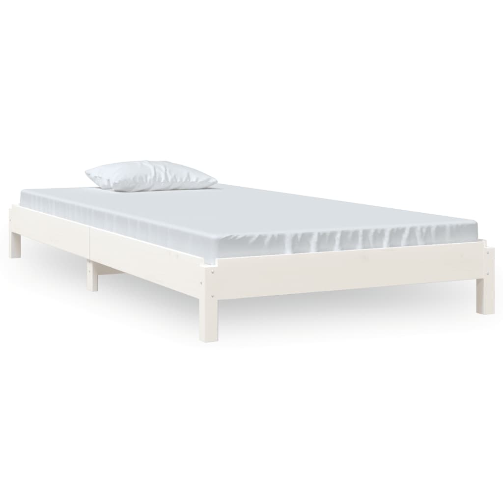 Stack Bed without Mattress White 75x190 cm Small Single Solid Wood Pine