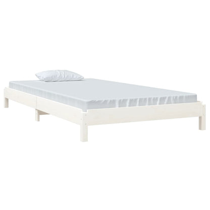 Stack Bed without Mattress White 75x190 cm Small Single Solid Wood Pine