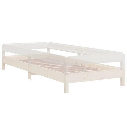 Stack Bed without Mattress White 75x190 cm Small Single Solid Wood Pine