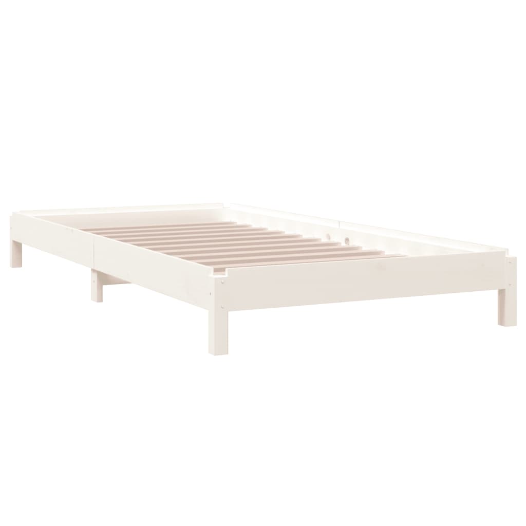 Stack Bed without Mattress White 75x190 cm Small Single Solid Wood Pine