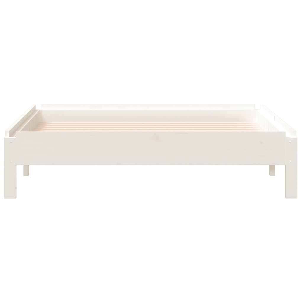 Stack Bed without Mattress White 75x190 cm Small Single Solid Wood Pine