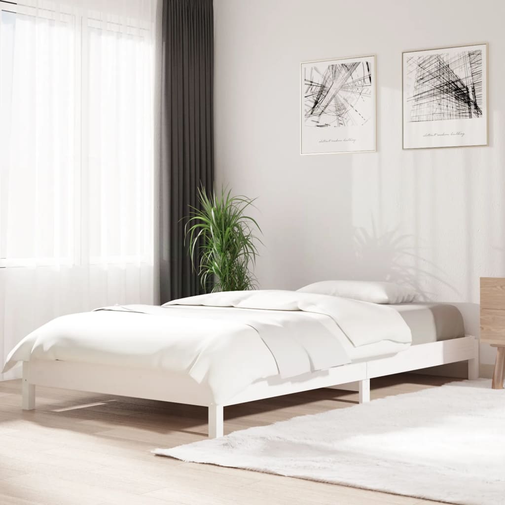 Stack Bed without Mattress White 75x190 cm Small Single Solid Wood Pine