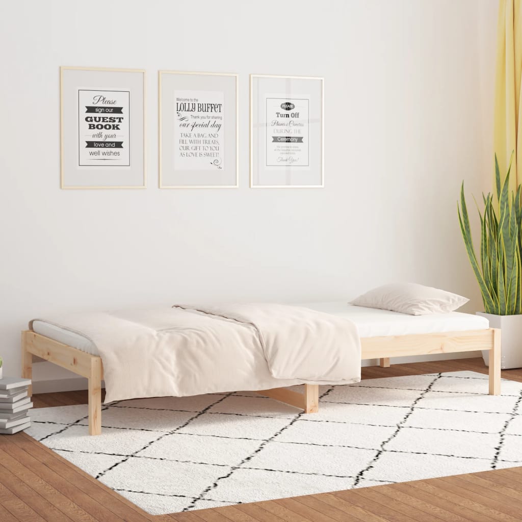 Day Bed without Mattress 90x190 cm Single Solid Wood Pine