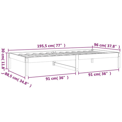 Day Bed without Mattress 90x190 cm Single Solid Wood Pine