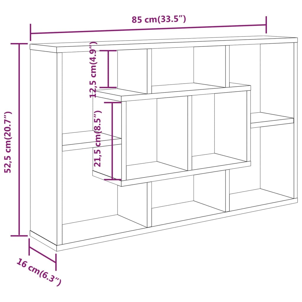 Wall Shelf Sonoma Oak 85x16x52.5 cm Engineered Wood