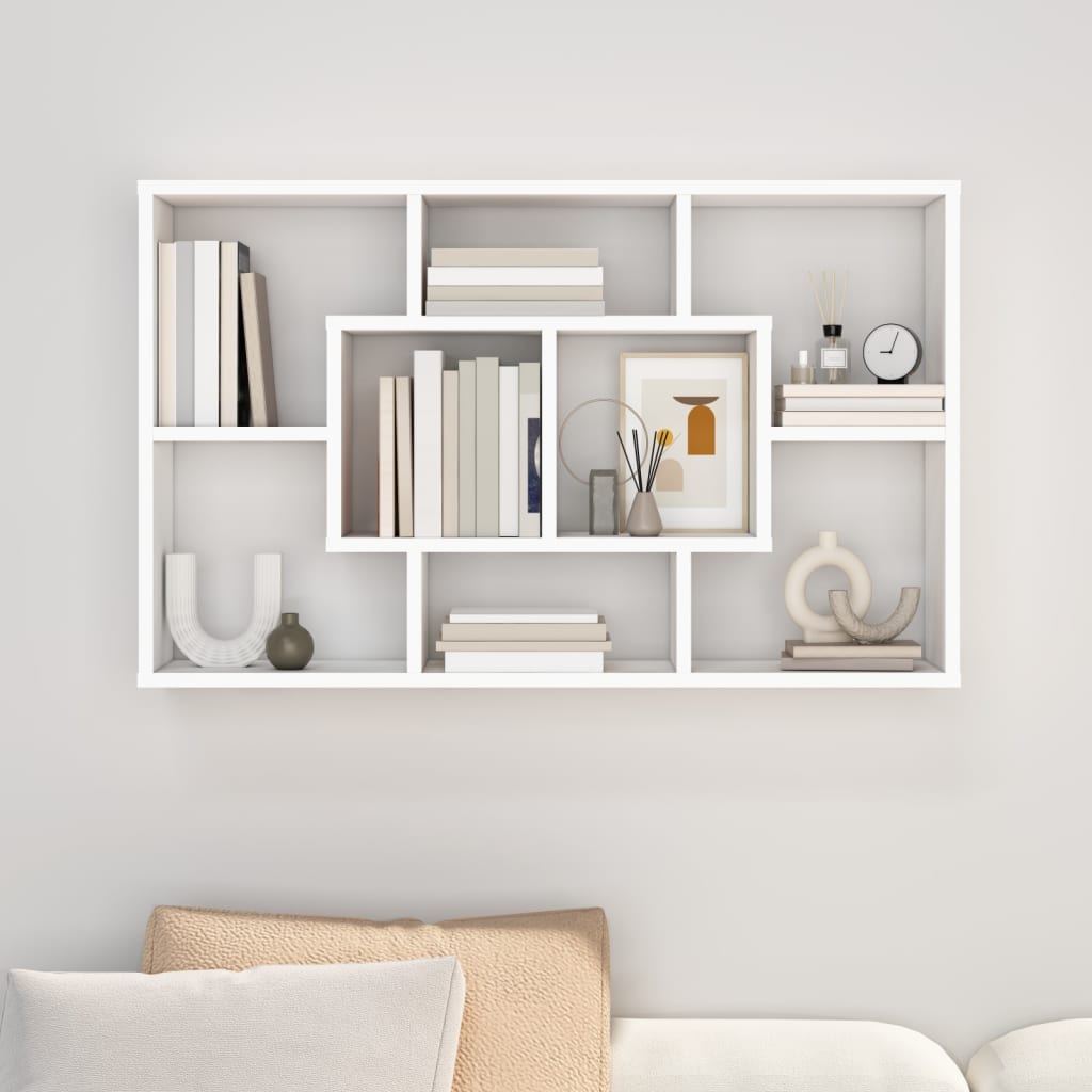 Wall Shelf High Gloss White 85x16x52.5 cm Engineered Wood