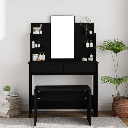 Dressing Table with Mirror Black 96x40x142 cm