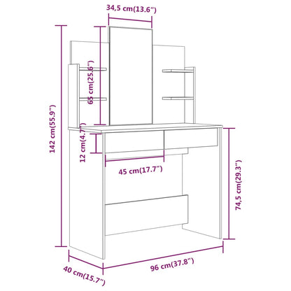 Dressing Table with Mirror Black 96x40x142 cm