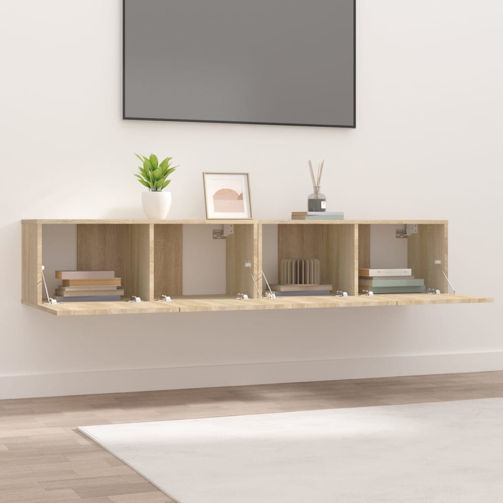 TV Cabinets 2 pcs Sonoma Oak 80x30x30 cm Engineered Wood