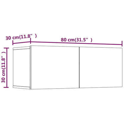 TV Cabinets 2 pcs Sonoma Oak 80x30x30 cm Engineered Wood