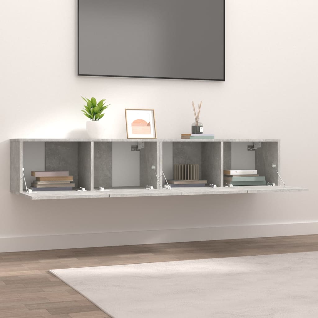 TV Cabinets 2 pcs Concrete Grey 80x30x30 cm Engineered Wood