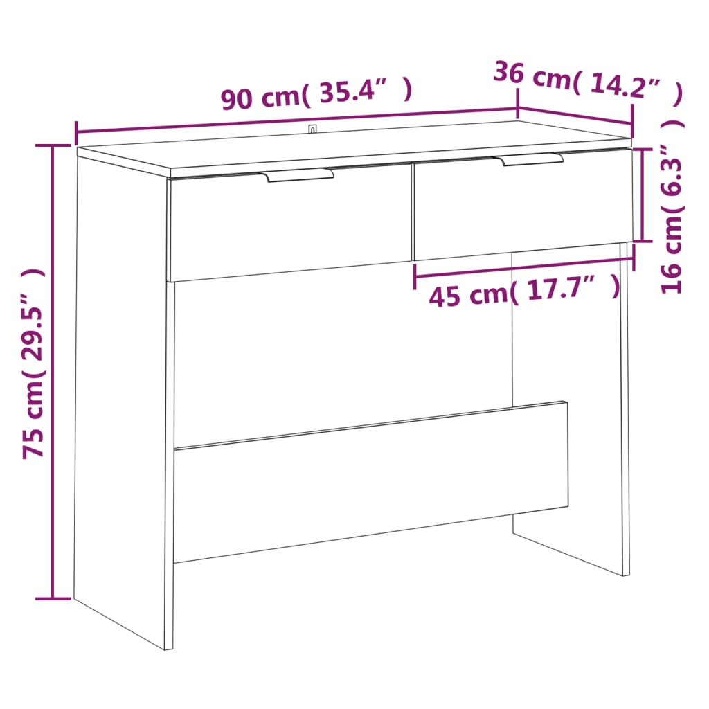 Console Table Black 90x36x75 cm Engineered Wood