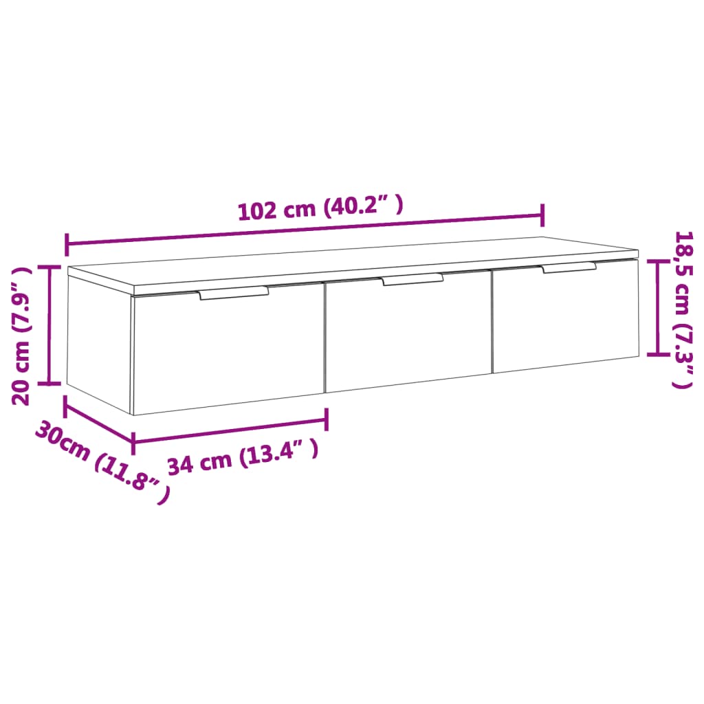 Wall Cabinet Black 102x30x20 cm Engineered Wood