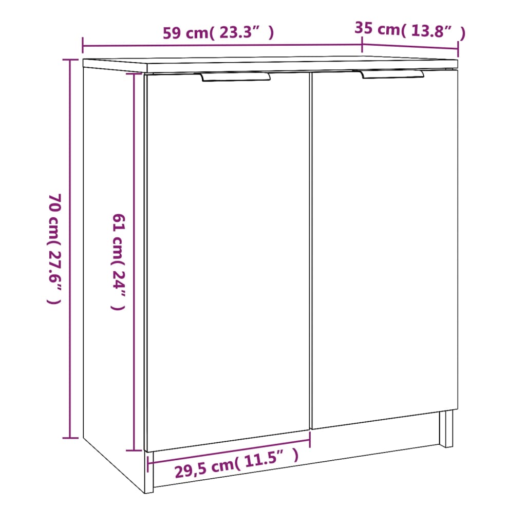 Shoe Cabinet Sonoma Oak 59x35x70 cm Engineered Wood