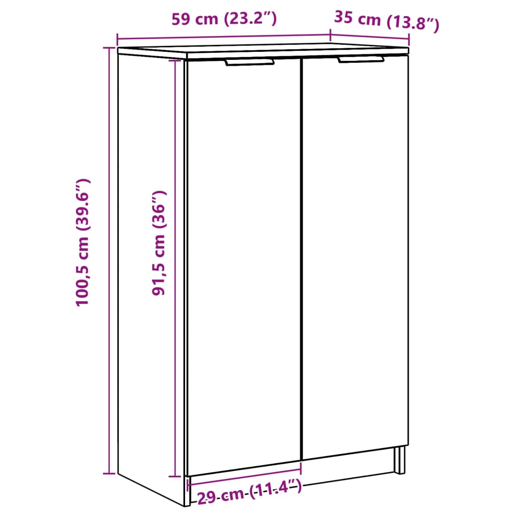 Shoe Cabinet Sonoma Oak 59x35x100 cm Engineered Wood