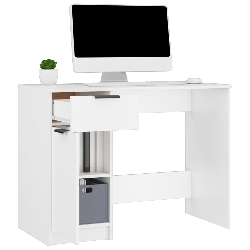 Desk White 100x50x75 cm Engineered Wood