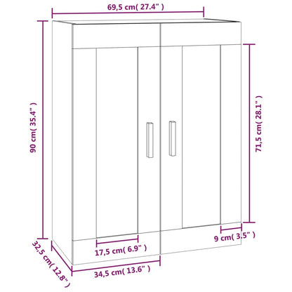 Wall Cabinet White 69.5x32.5x90 cm Engineered Wood