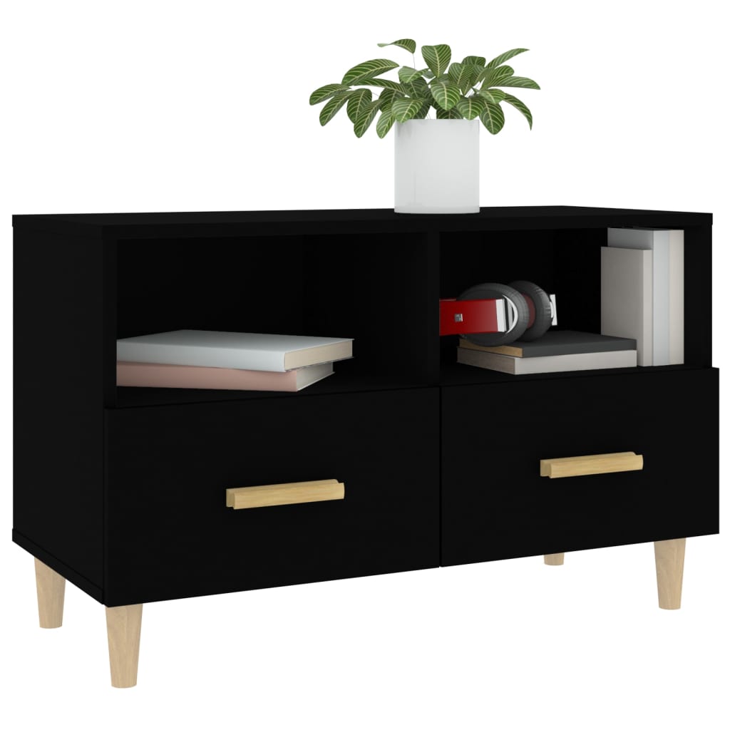 TV Cabinet Black 80x36x50 cm Engineered Wood