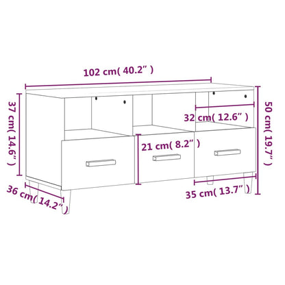 TV Cabinet White 102x36x50 cm Engineered Wood