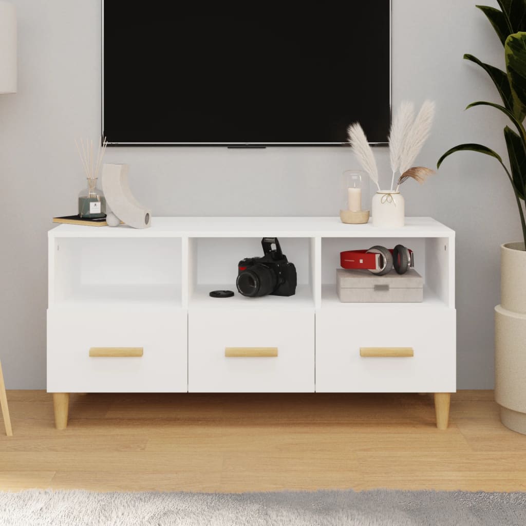 TV Cabinet White 102x36x50 cm Engineered Wood