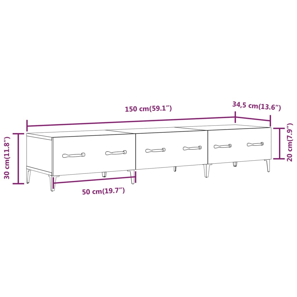 TV Cabinet Sonoma Oak 150x34,5x30 cm Engineered Wood