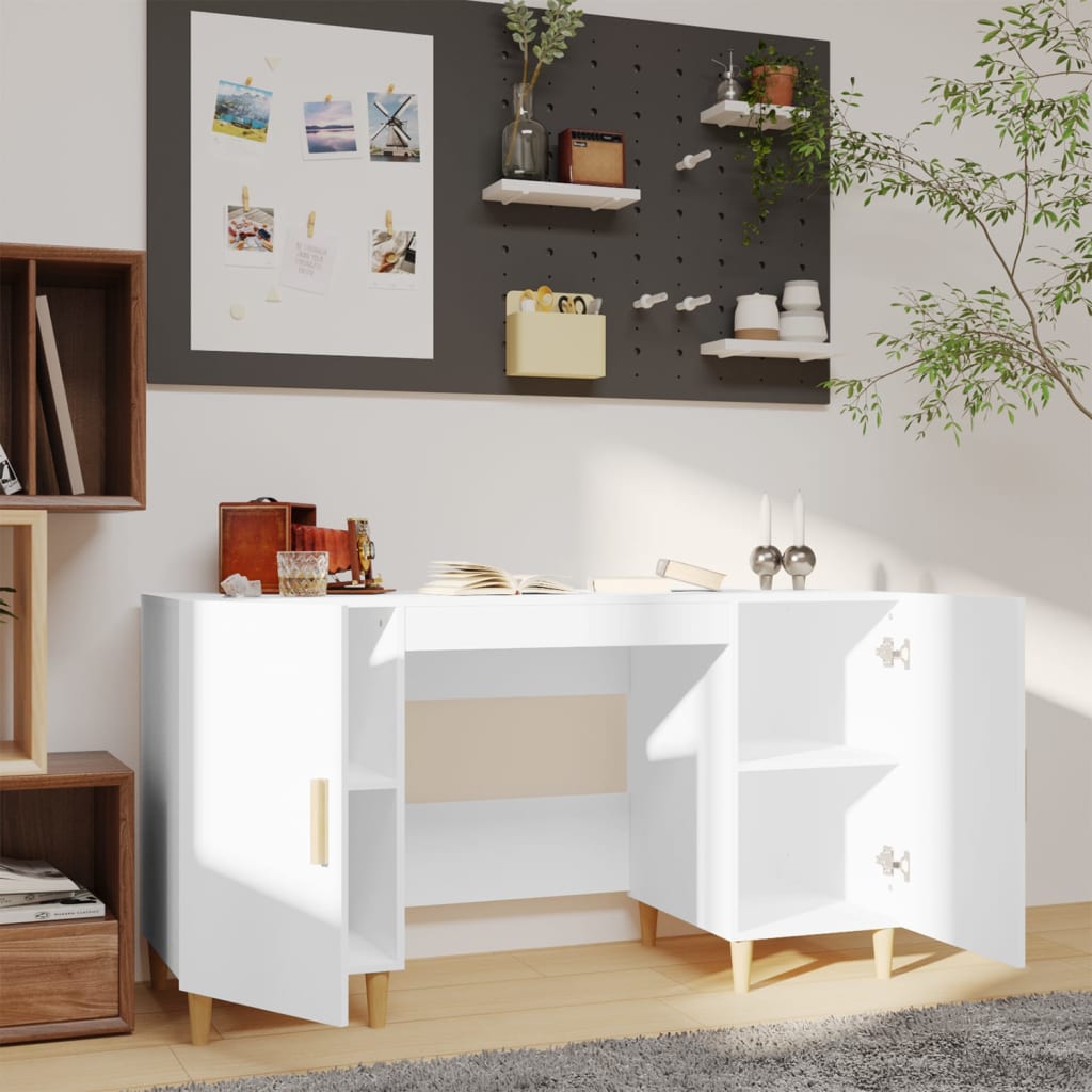 Desk White 140x50x75 cm Engineered Wood