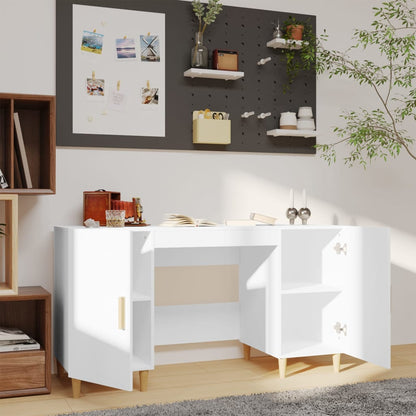 Desk White 140x50x75 cm Engineered Wood