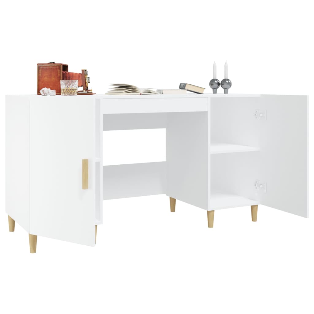 Desk White 140x50x75 cm Engineered Wood