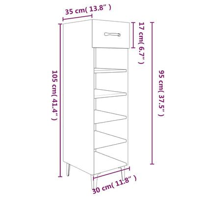 Shoe Cabinet Sonoma Oak 30x35x105 cm Engineered Wood