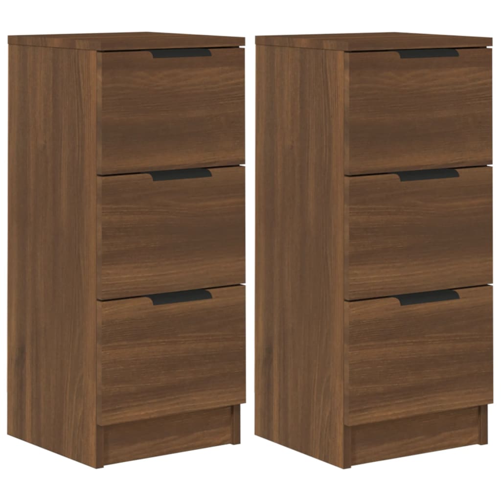 Sideboards 2 pcs Brown Oak 30x30x70 cm Engineered Wood