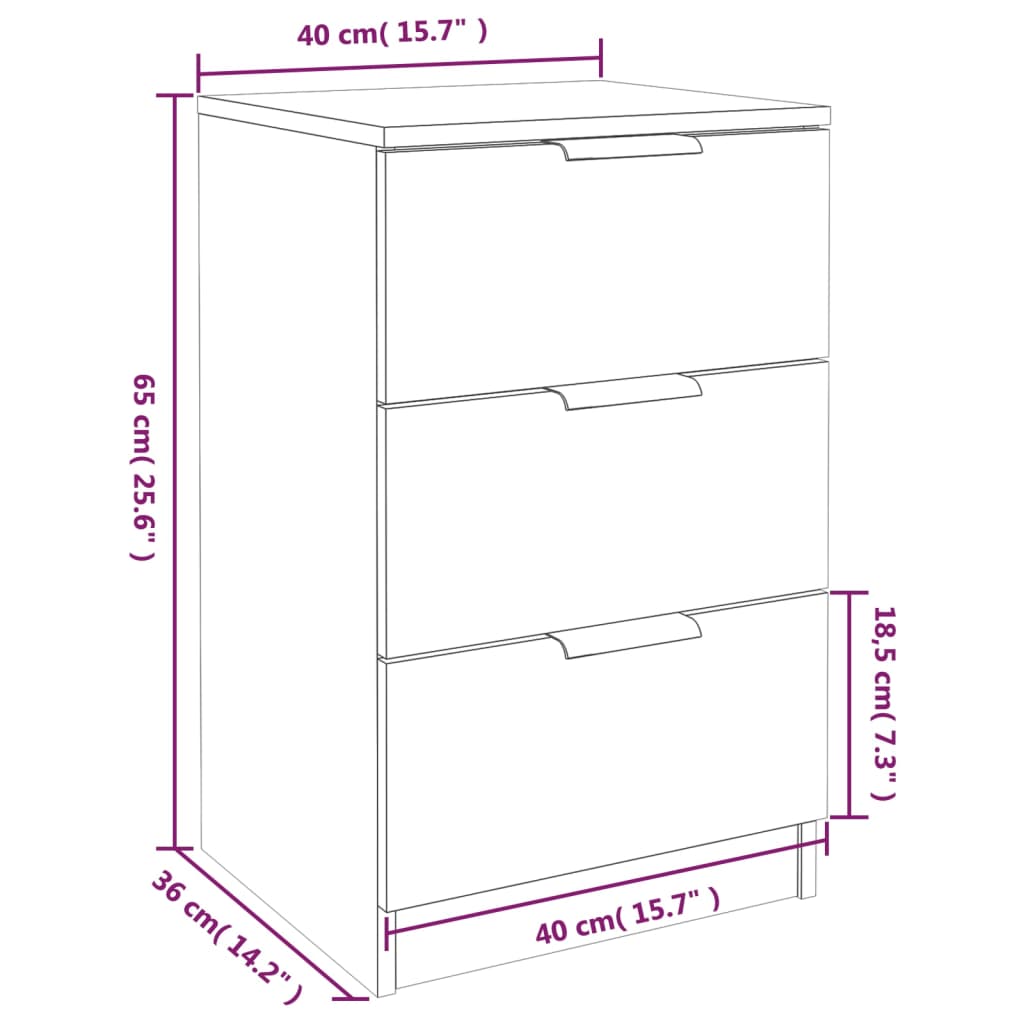 Bedside Cabinets 2 pcs Smoked Oak 40x36x65 cm