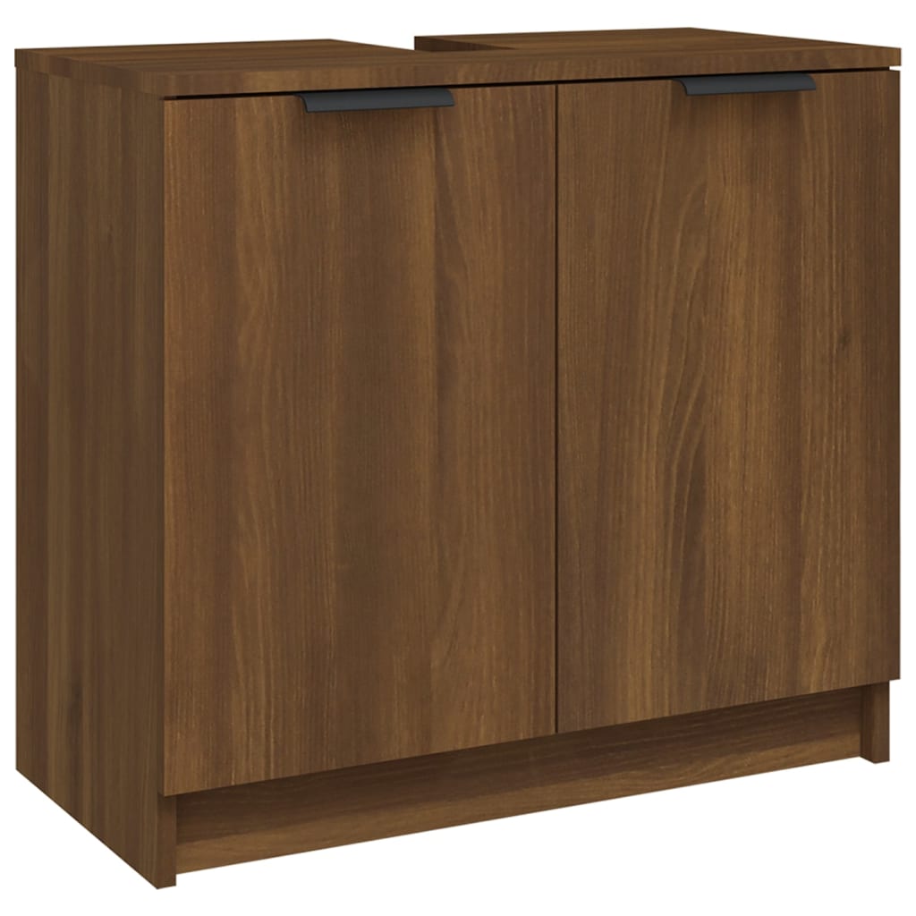 Bathroom Cabinet Brown Oak 64.5x33.5x59 cm Engineered Wood