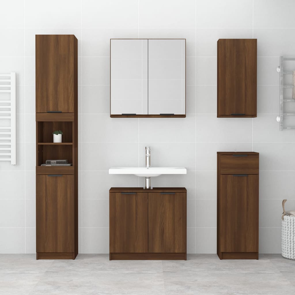 Bathroom Cabinet Brown Oak 64.5x33.5x59 cm Engineered Wood