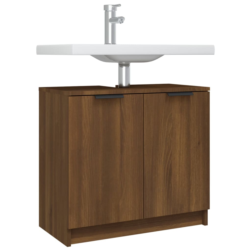 Bathroom Cabinet Brown Oak 64.5x33.5x59 cm Engineered Wood