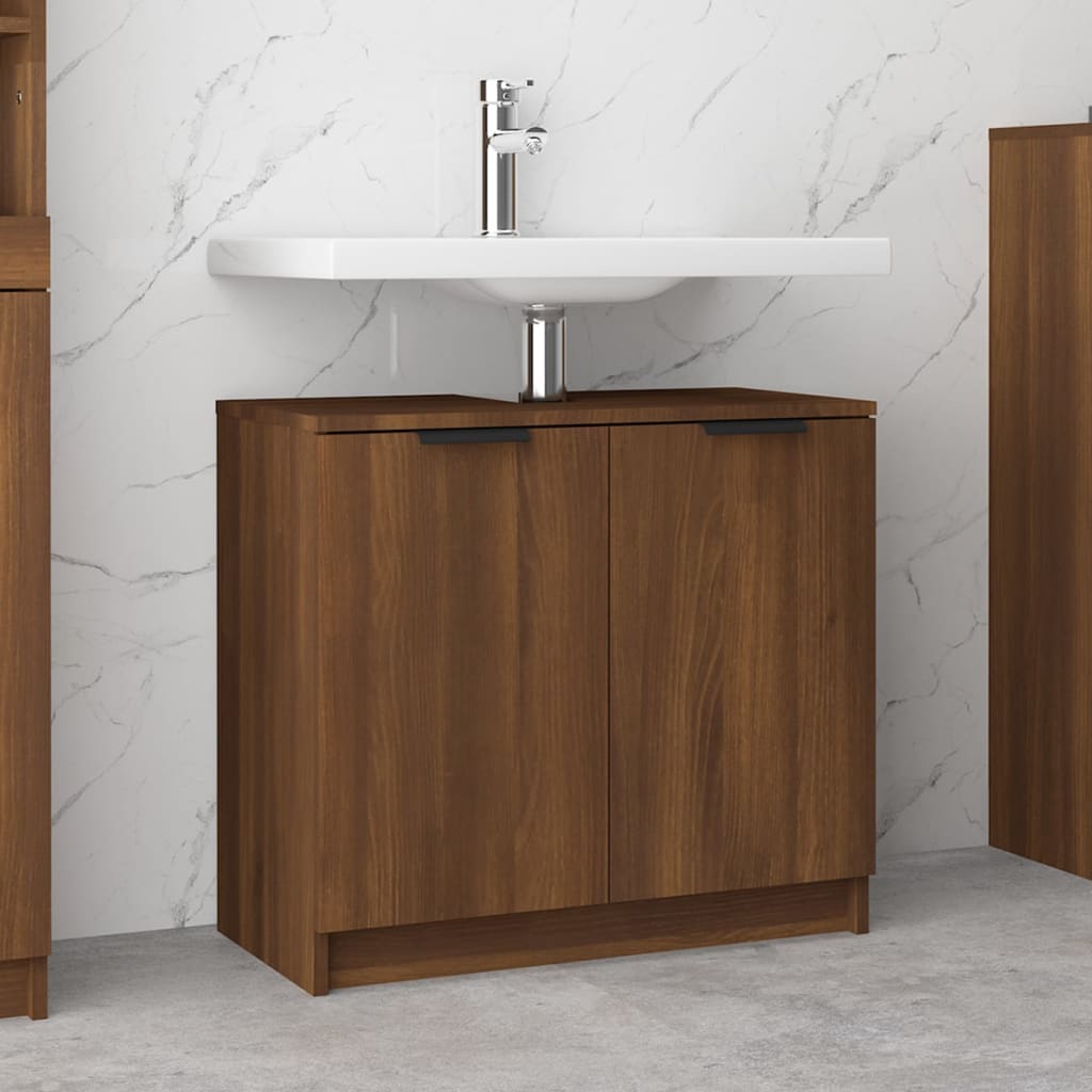 Bathroom Cabinet Brown Oak 64.5x33.5x59 cm Engineered Wood