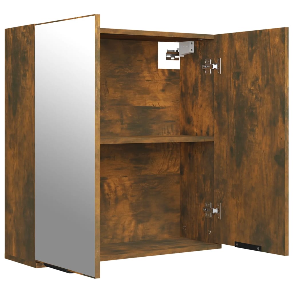 Bathroom Mirror Cabinet Smoked Oak 64x20x67 cm