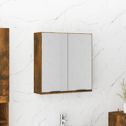 Bathroom Mirror Cabinet Smoked Oak 64x20x67 cm