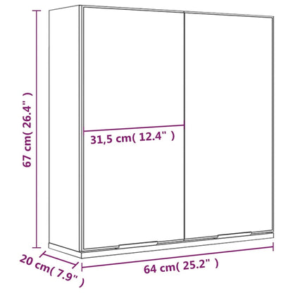 Bathroom Mirror Cabinet Brown Oak 64x20x67 cm