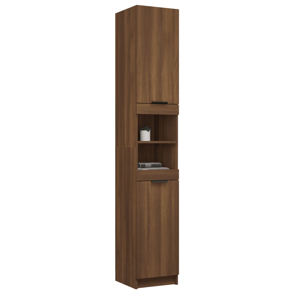 Bathroom Cabinet Brown Oak 32x34x188.5 cm Engineered Wood