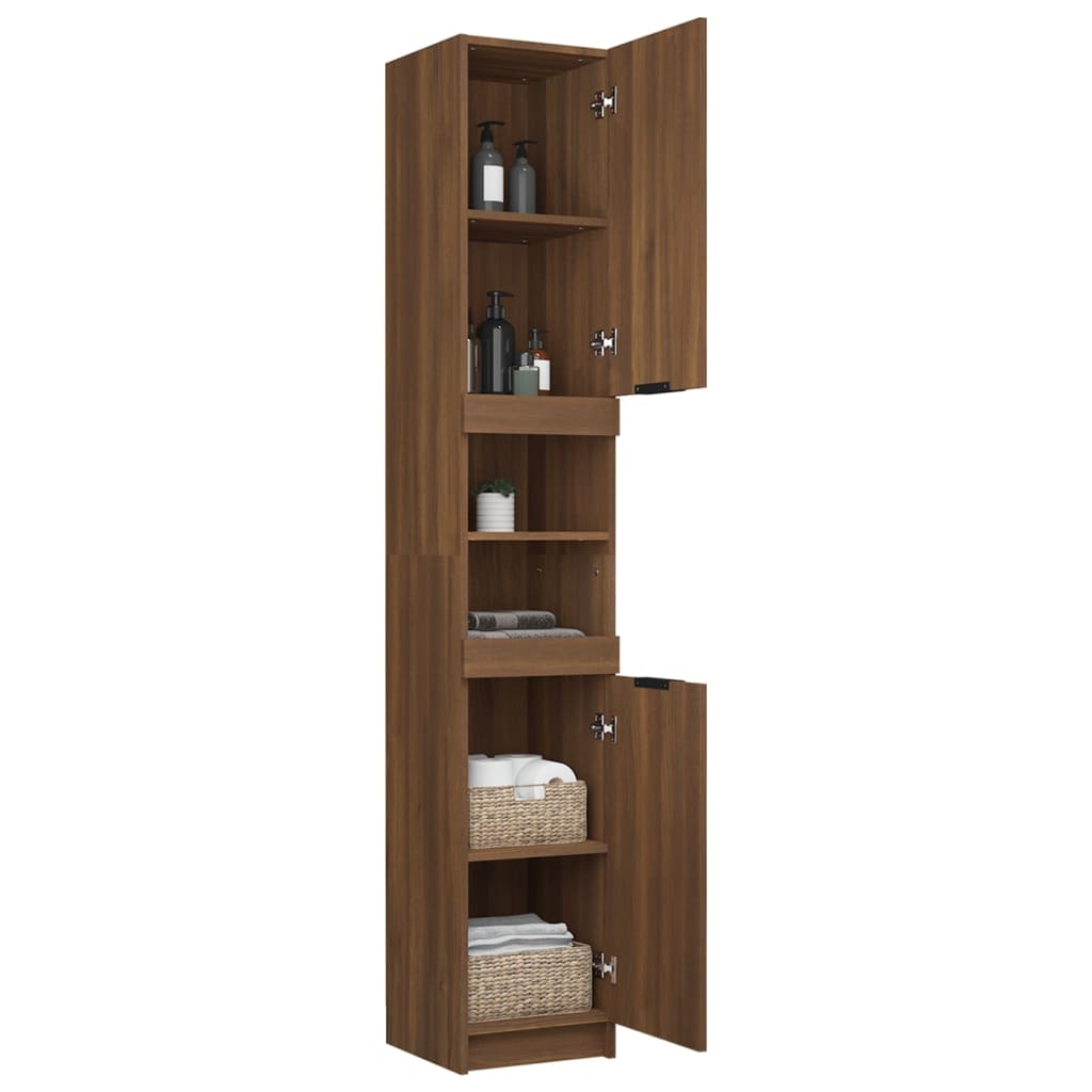 Bathroom Cabinet Brown Oak 32x34x188.5 cm Engineered Wood